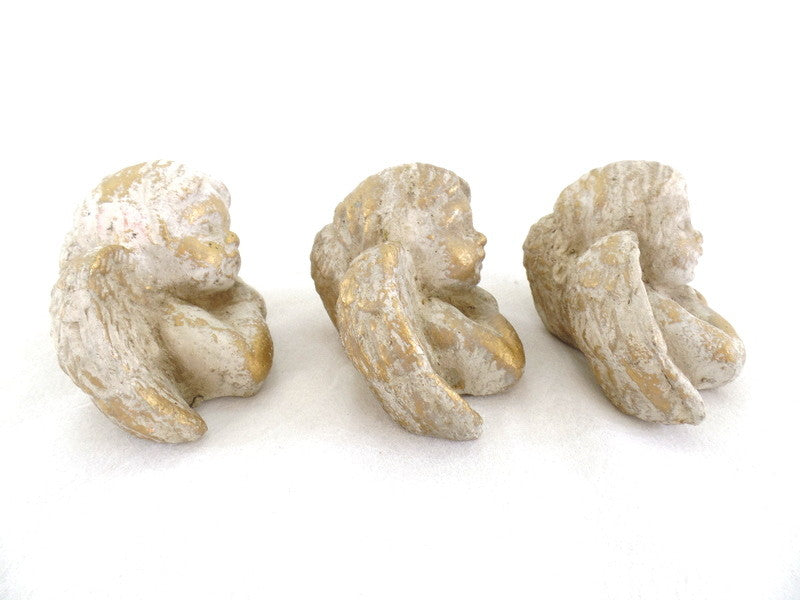 3 Engel Engelfigur patiniert goldfarben 7,5 cm x 6 x 5,5 cm Weihnachten Deko kl.
