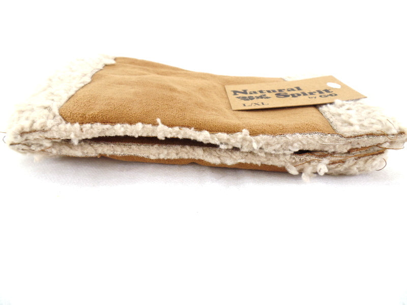 Handschuhe Fingerlos hell Braun L / XL Kunstleder Kunstfell Natural Spirit