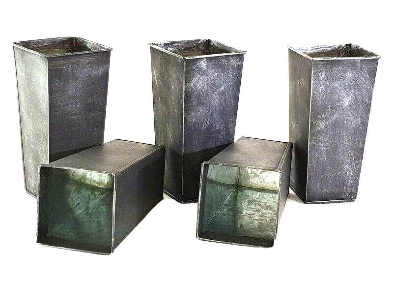Metalltöpfe 5 Stück Grau Shabby 20 cm Hoch konisch Vase Top