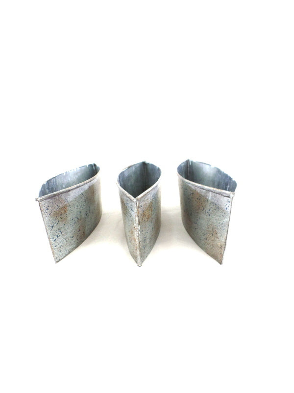 3 Metallgefäße Schiffchen Ellipsenform 30 x 8 x 6,5 blau grau Blumengefäß