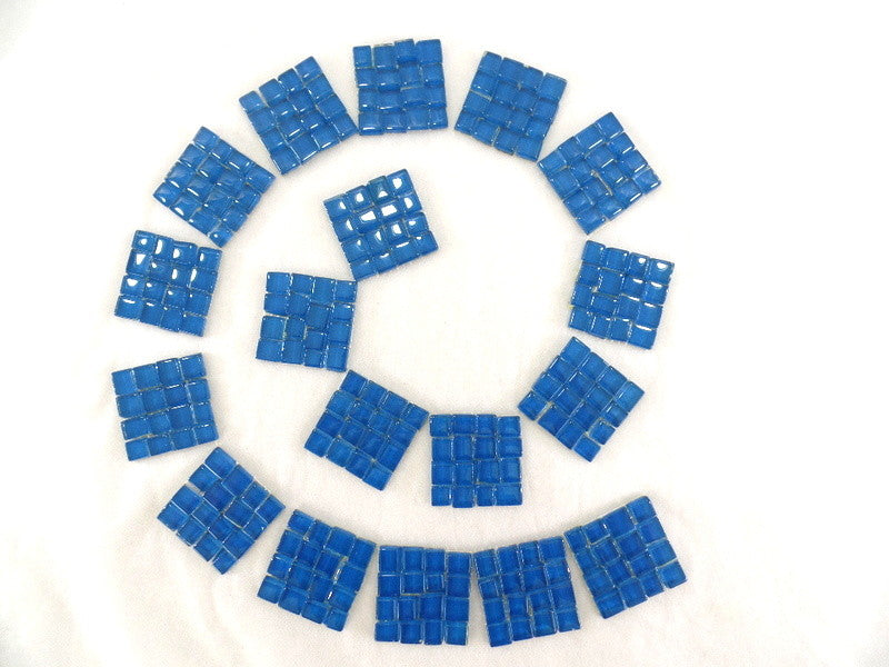 BORDÜRE Glasmosaik Blau Klarglas unregelmäßig 18 Stck 50x50 mm 288 Steine 5 mm