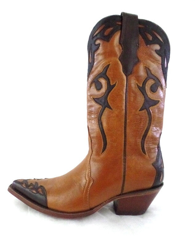 Westernstiefel 36 Natura Cafe Cowboystiefel Leder spitz Applikationen Rudel