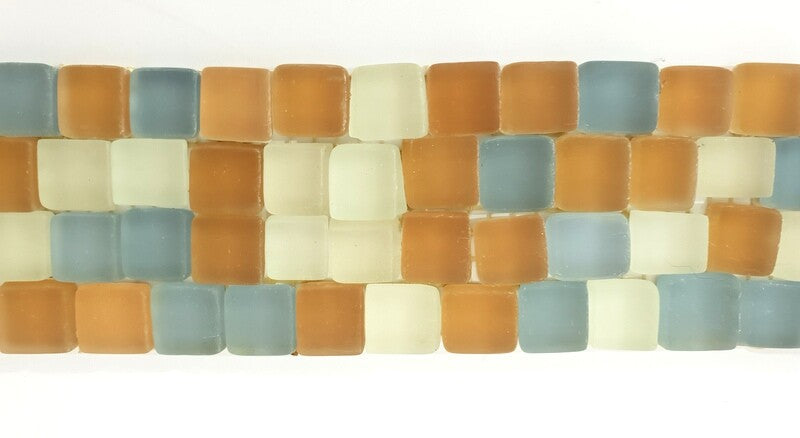 BORDÜRE Glasmosaik Mix hellblau milchig Beige matt Borde 1 Streifen unregelmäßig
