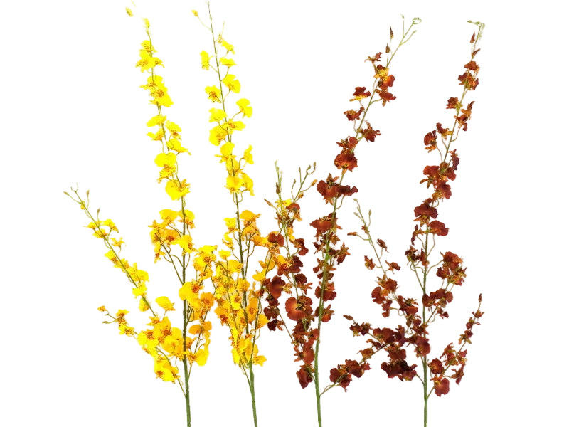 KÜNSTLICHE ORCHIDEEN Seidenblumen Orchideen Gelb / Braun 4 Zweige 100 cm Dekoration Top !