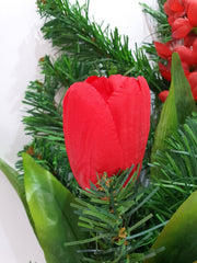 CASA - POADOR GRABSTRAUß flach zum legen Tulpen mit Tanne Kunstblumen Friedhof.