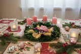 CASA - POADOR ADVENTSKRANZ künstliche Thuja altrosa mini Kerzen Zapfen Lagurus