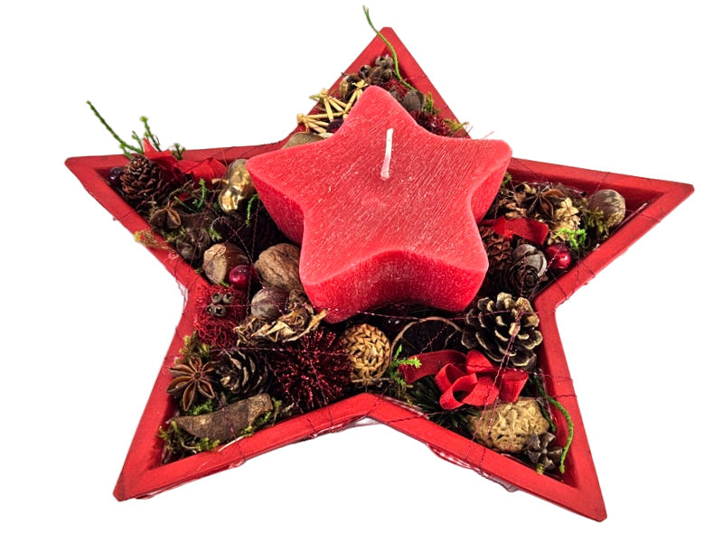 CASA - POADOR ADVENTSGESTECK STERN KERAMIK ROT GESCHENK.