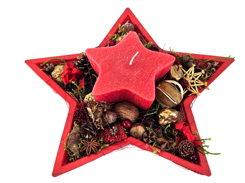 CASA - POADOR ADVENTSGESTECK STERN KERAMIK ROT GESCHENK.