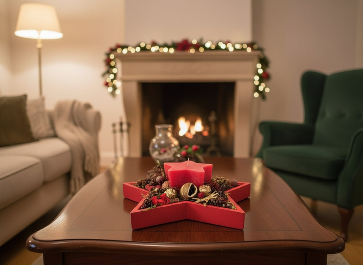 CASA - POADOR ADVENTSGESTECK STERN KERAMIK ROT GESCHENK.