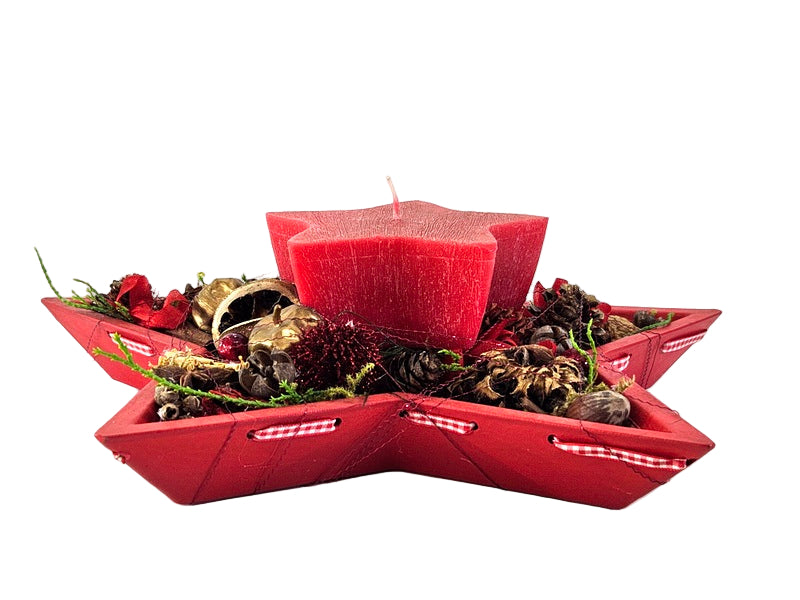CASA - POADOR ADVENTSGESTECK STERN KERAMIK ROT GESCHENK.