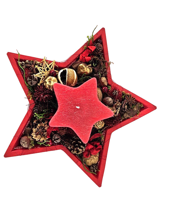 CASA - POADOR ADVENTSGESTECK STERN KERAMIK ROT GESCHENK.