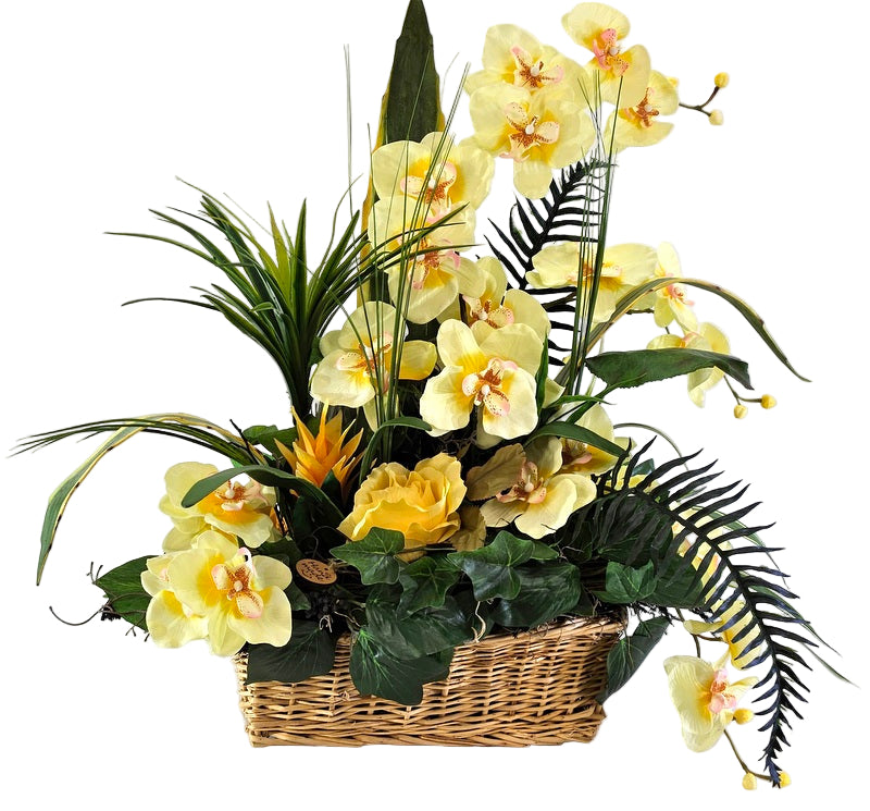 CASA - POADOR ORCHIDEEN Gesteck Kunstblumen  Casa-Poador Palenopsis Bromelie Korb 55 cm H Dekoration Geschenk Wohn Accessoire Muttertag Präsent