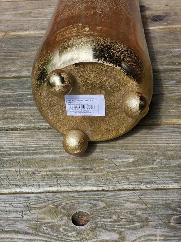 BLUMENVASE CLARA Dekorationsvase goldfarbig mit Bobbel Füße.