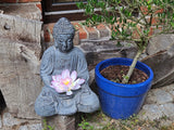 BUDDA FIGUR FENG SHUI Statue 40 cm Hoch Thai grau