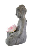 BUDDA FIGUR FENG SHUI Statue 40 cm Hoch Thai grau