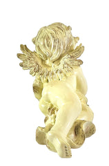 Engelfigur Creme gold Schattierung liegend 33 x 29 x 16 cm Dekoration wetterfest Friedhof