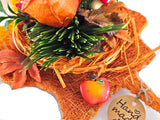 CASA - POADOR SISALBLATT Gesteck Ahornblatt Physalis Rose Orange Rot Igel Apfel Pilz Herbst