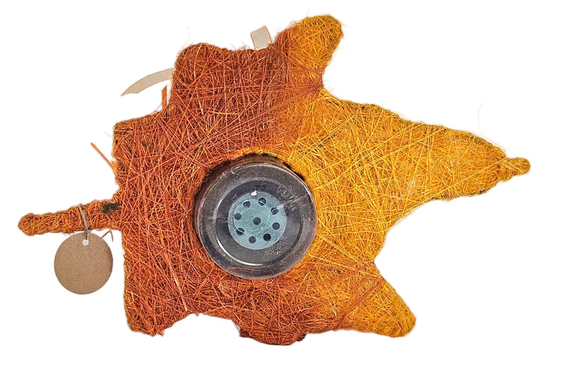 Casa-Poador Gesteck Sisalblatt Ahornblatt Physalis Rose Orange Rot Igel Apfel Pilz Holzblätter Herbst