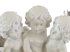 Casa-Poador Grabgesteck künstliche Blumen Korb Engelfiguren Weiß Grau Exoten Friedhof Gedenken