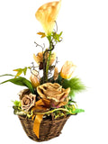 CASA - POADOR GESTECK im Korb mit Calla Tulpen Lachs Beige Tischdekoration