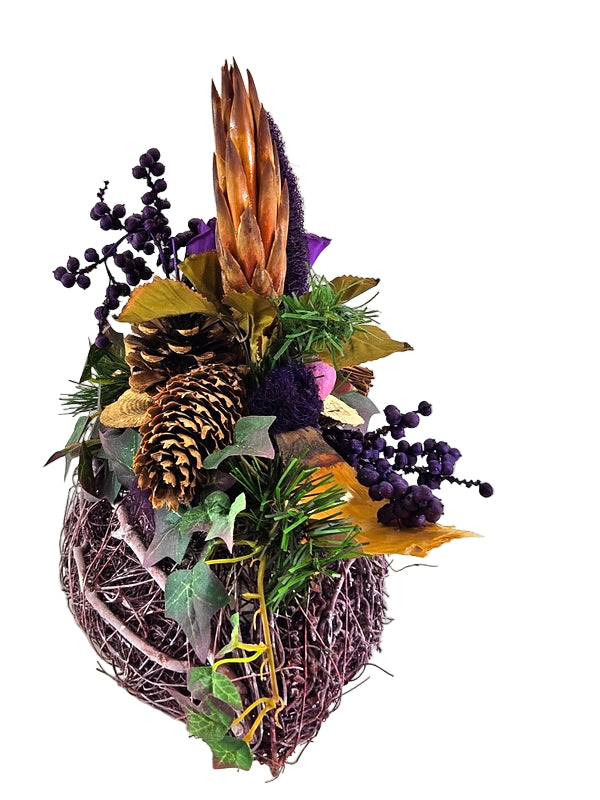 CASA - POADOR GRABSCHMUCK ellipse Lila Bourdaux  künstliche Tanne  Friedhof