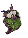CASA - POADOR GRABSCHMUCK ellipse weise Rose Kreuz künstliche Tanne Friedhof