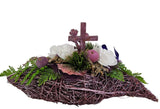 CASA - POADOR GRABSCHMUCK ellipse weise Rose Kreuz künstliche Tanne Friedhof