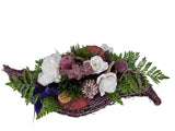 CASA - POADOR GRABSCHMUCK ellipse weise Rose Kreuz künstliche Tanne Friedhof