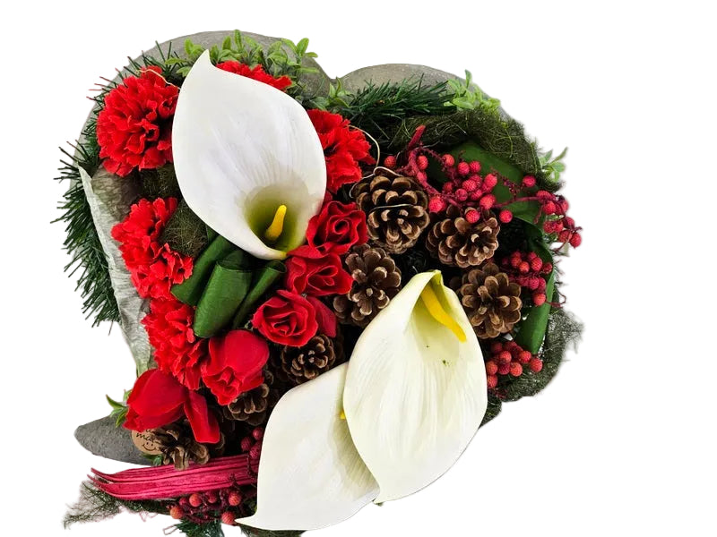 CASA - POADOR GRABSCHMUCK in Herzform künstliche Rosen Gladiolen  Friedhof