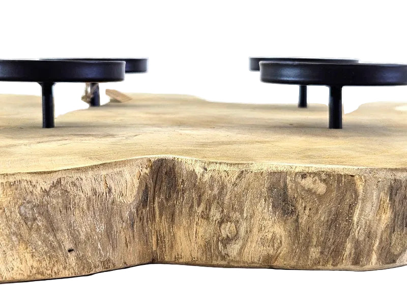 KERZENHALTER TEAK HOLZ Candle Holder Naturholz unbehandelt ohne Deko.