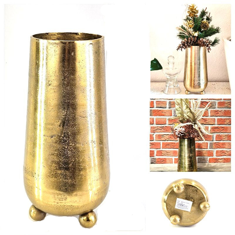 BLUMENVASE CLARA Dekorationsvase goldfarbig mit Bobbel Füße.