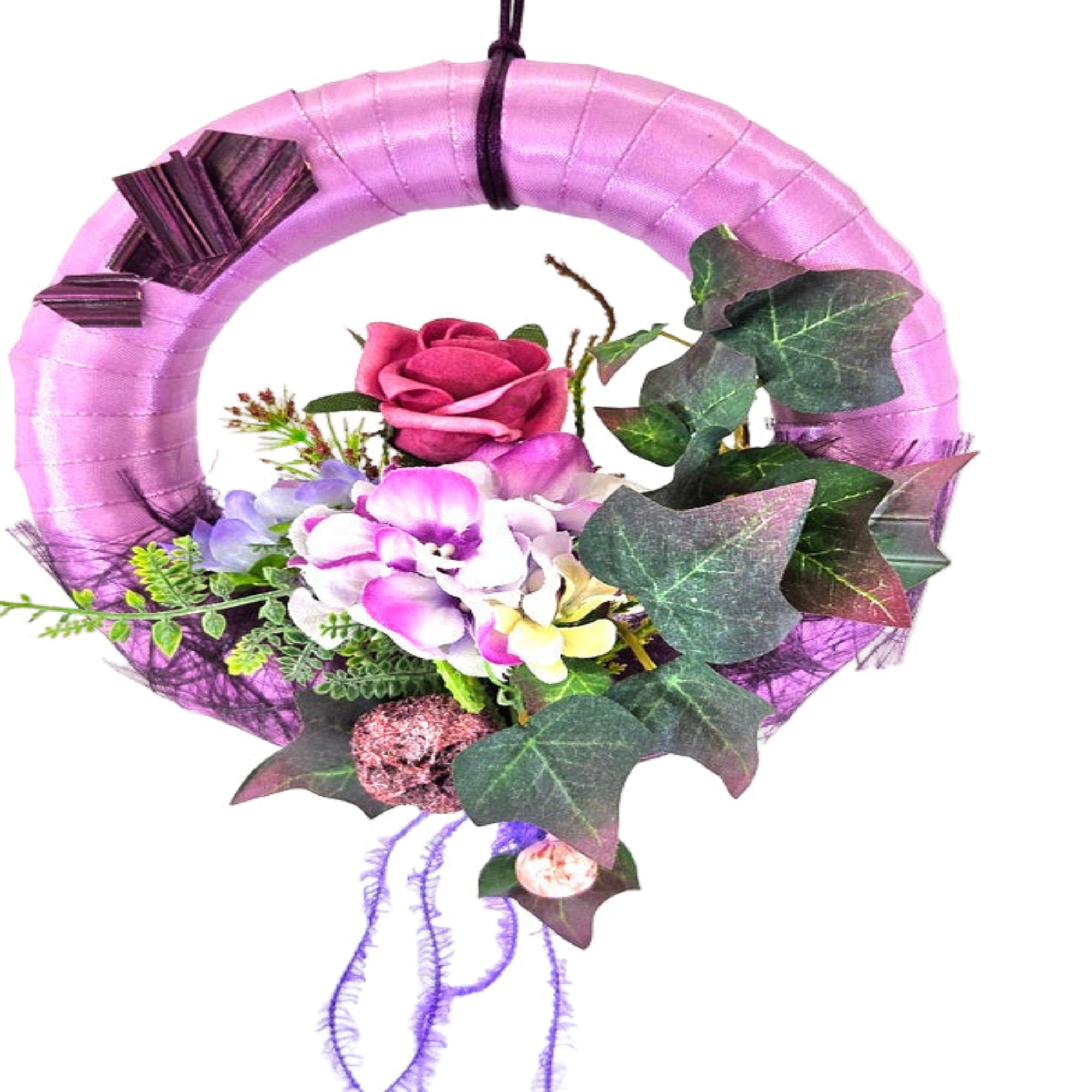 CASA - POADOR TÜRKRANZ Lila Rosa 20 cm Hortensie Rose Efeu Perle.