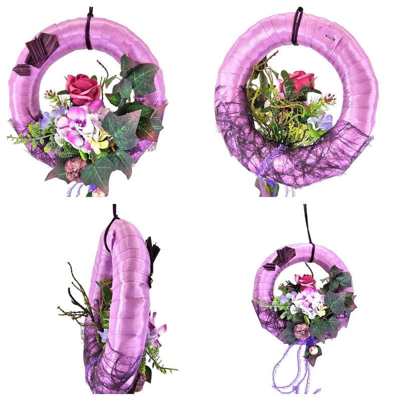 CASA - POADOR TÜRKRANZ Lila Rosa 20 cm Hortensie Rose Efeu Perle.