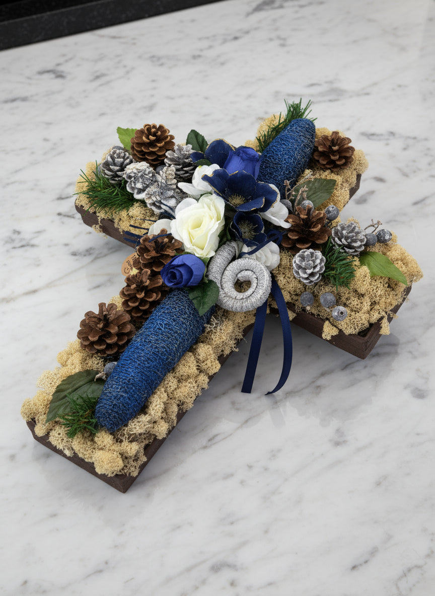 CASA - POADOR GRABSCHMUCK Grabgesteck Kreuzform  Engel Friedhof Gedenken.