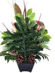 CASA-POADOR Grabschmuck Grabgesteck Rosa Lilien Proteen Schilffkolben Allerheiligen Friedhof Gedenken