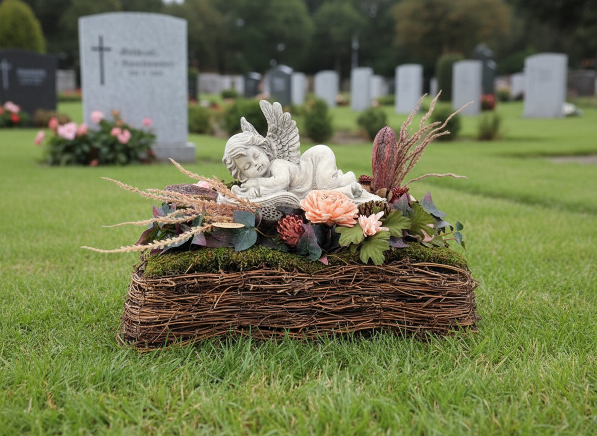 CASA-POADOR GRABSCHMUCK Moos Reben Buch Engelplatte Gedenken Friedhof.