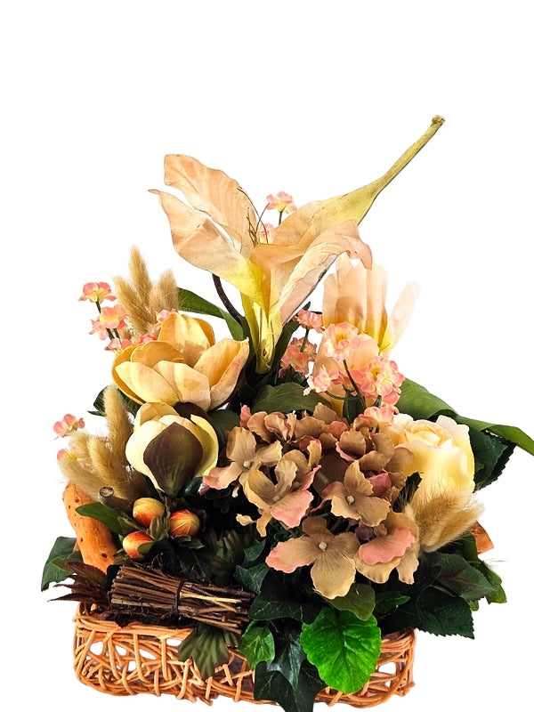 CASA - POADOR GESTECK Künstlich Korb Hortensie Tulpe Lagurus Deko Geschenk