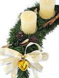 CASA - POADOR ADVENTSKRANZ künstliche Tanne 35 Ø halbrund Creme Gold Natur Advent Geschenk.