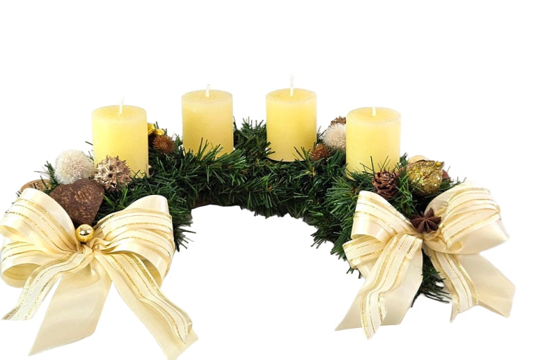 CASA - POADOR ADVENTSKRANZ halbrund künstlich Tanne 35 Ø Creme Advent.
