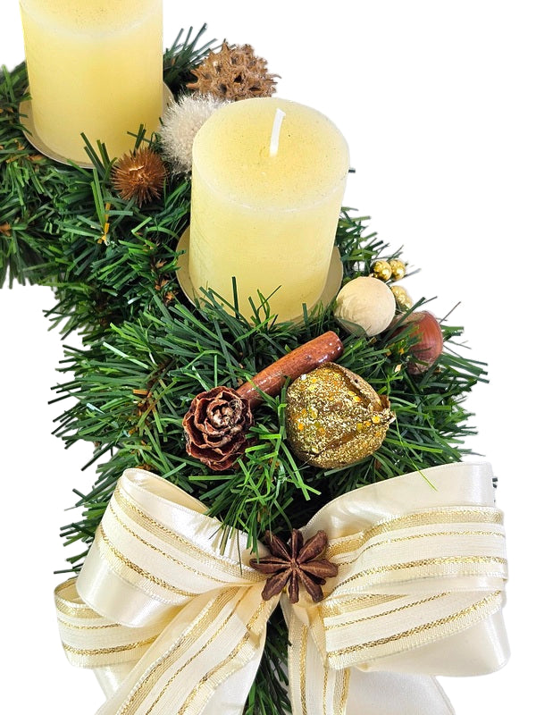 CASA - POADOR ADVENTSKRANZ halbrund künstlich Tanne 35 Ø Creme Advent.