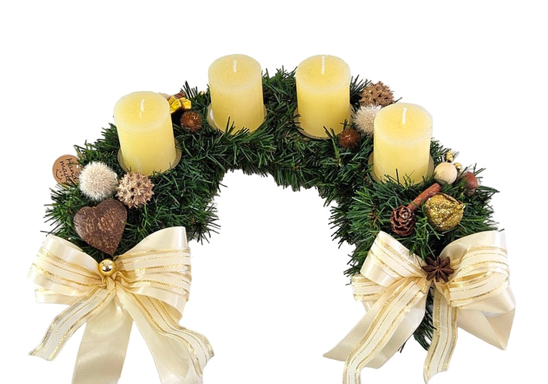 CASA - POADOR ADVENTSKRANZ halbrund künstlich Tanne 35 Ø Creme Advent.