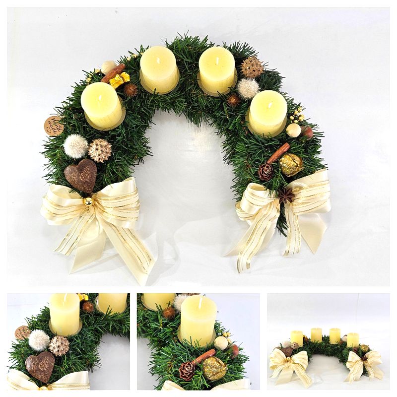 CASA - POADOR ADVENTSKRANZ halbrund künstlich Tanne 35 Ø Creme Advent.