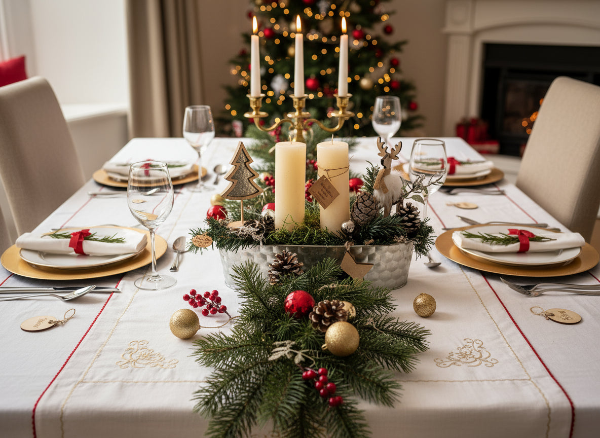 CASA - POADOR WEIHNACHTSGESTECK Silber Natur Kerzen Elch Deko.
