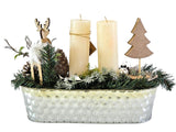 CASA - POADOR WEIHNACHTSGESTECK Silber Natur Kerzen Elch Deko.