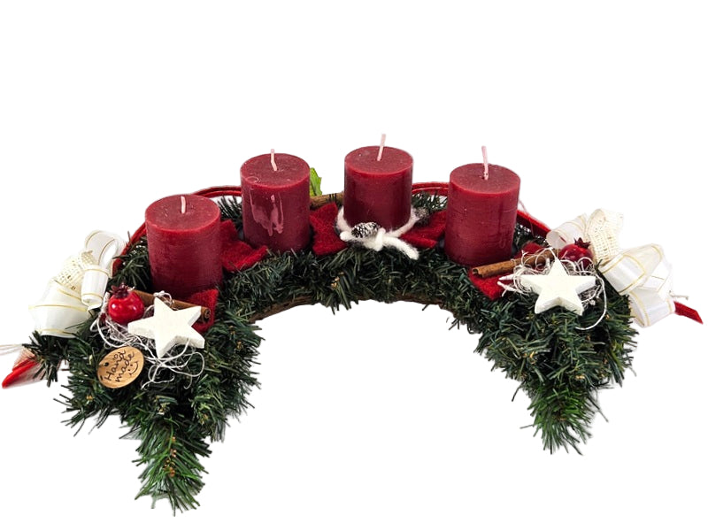 CASA - POADOR ADVENTSKRANZ halbrund 35 Ø künstlich rot Stern.