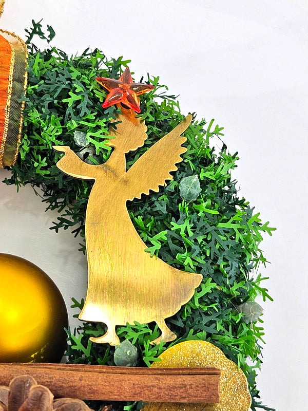 CASA - POADOR TÜRKRANZ Thuja 21 cm künstlich Ginkoblätter Engel  Zapfen.