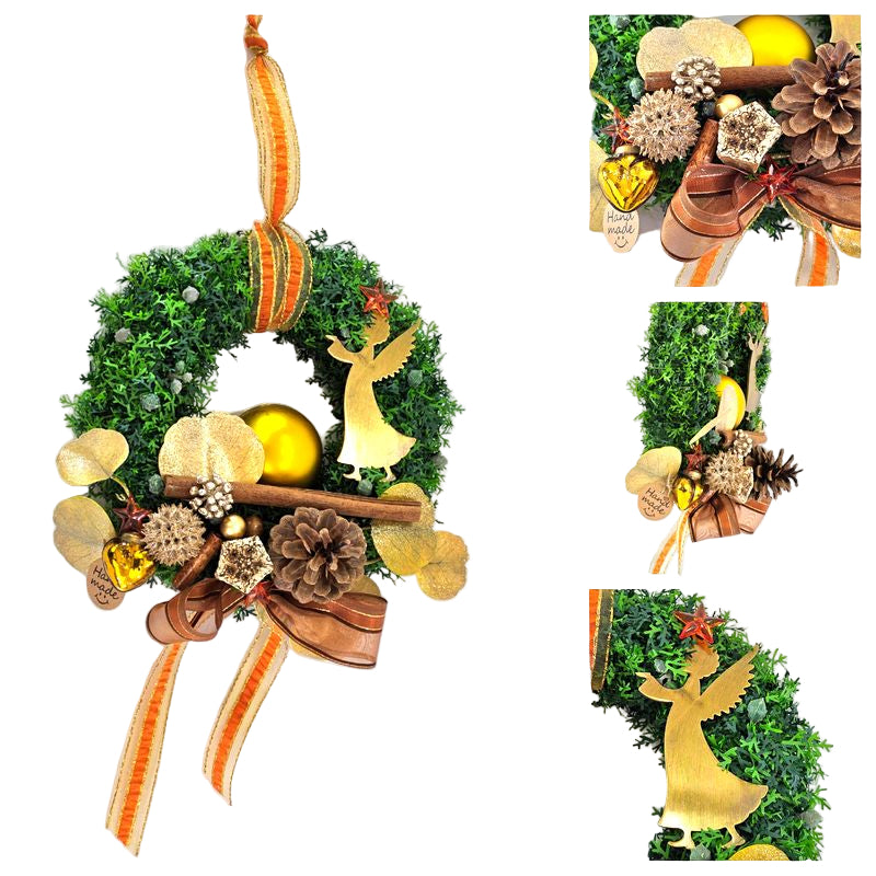 CASA - POADOR TÜRKRANZ Thuja 21 cm künstlich Ginkoblätter Engel  Zapfen.