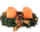 CASA - POADOR ADVENTSKRANZ künstliche Tanne Lachs Orange 25 Ø Kerzen Kugeln.
