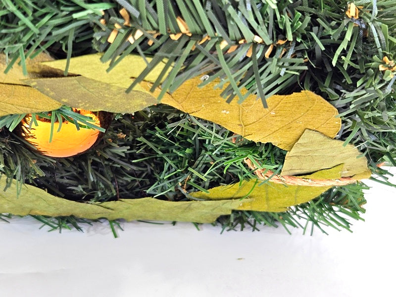 CASA - POADOR ADVENTSKRANZ künstliche Tanne Lachs Orange 25 Ø Kerzen Kugeln.