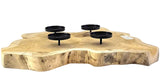 KERZENHALTER TEAK HOLZ Candle Holder Naturholz unbehandelt ohne Deko.